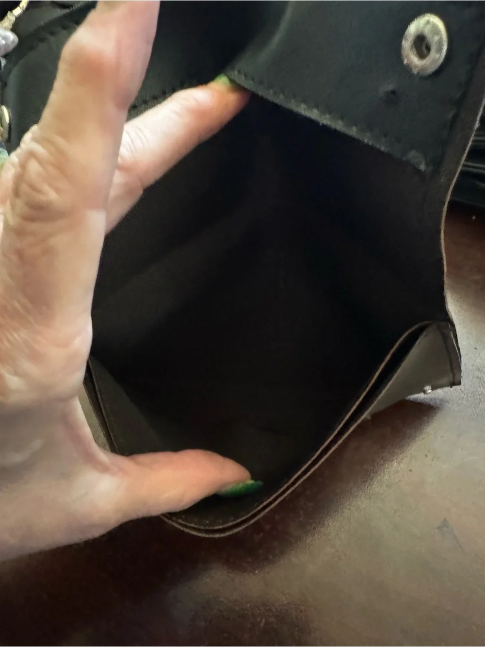 Black Snap-Closure Leather Wallet